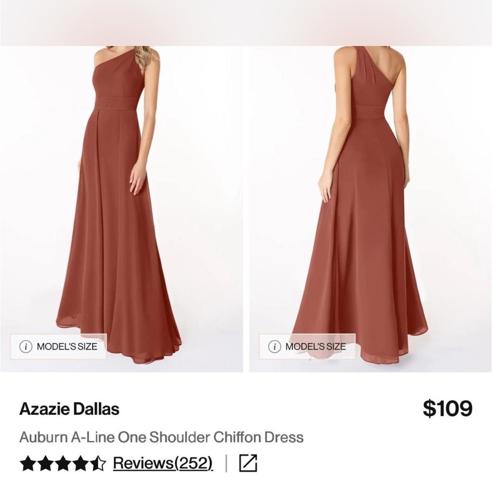 Azazie Auburn One-Shoulder Gown
